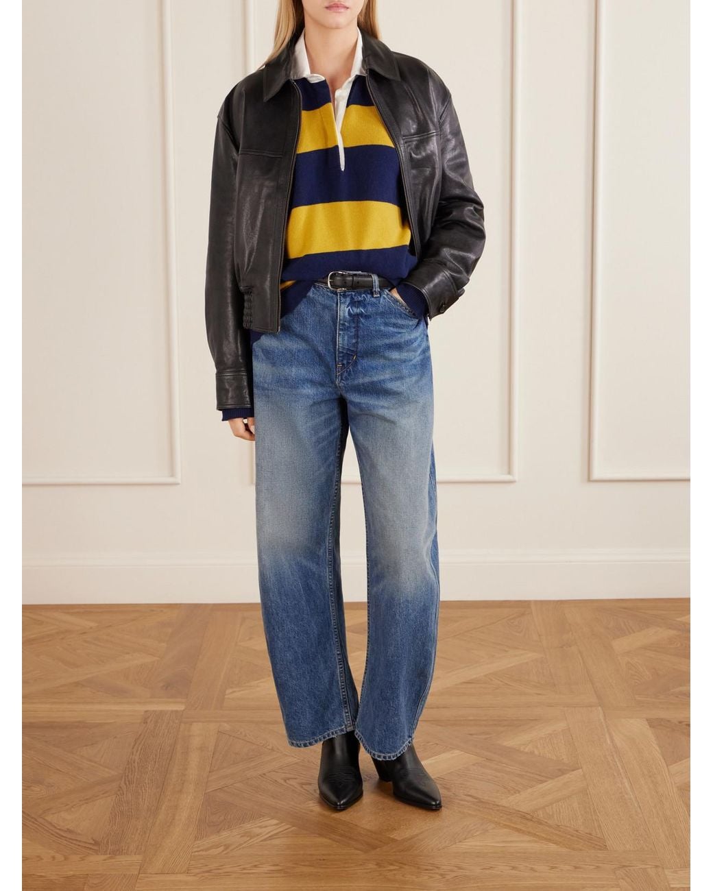 Nili Lotan Blue Rashida Striped Wool And Cashmere-Blend Polo Sweater