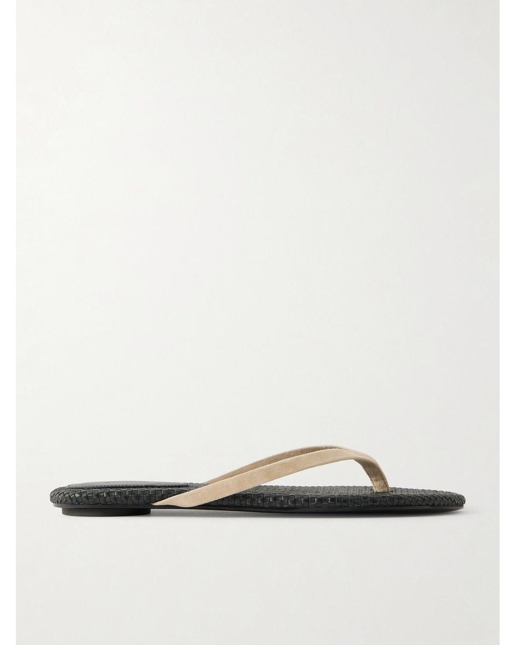 St. Agni White Suede Woven Flip Flop