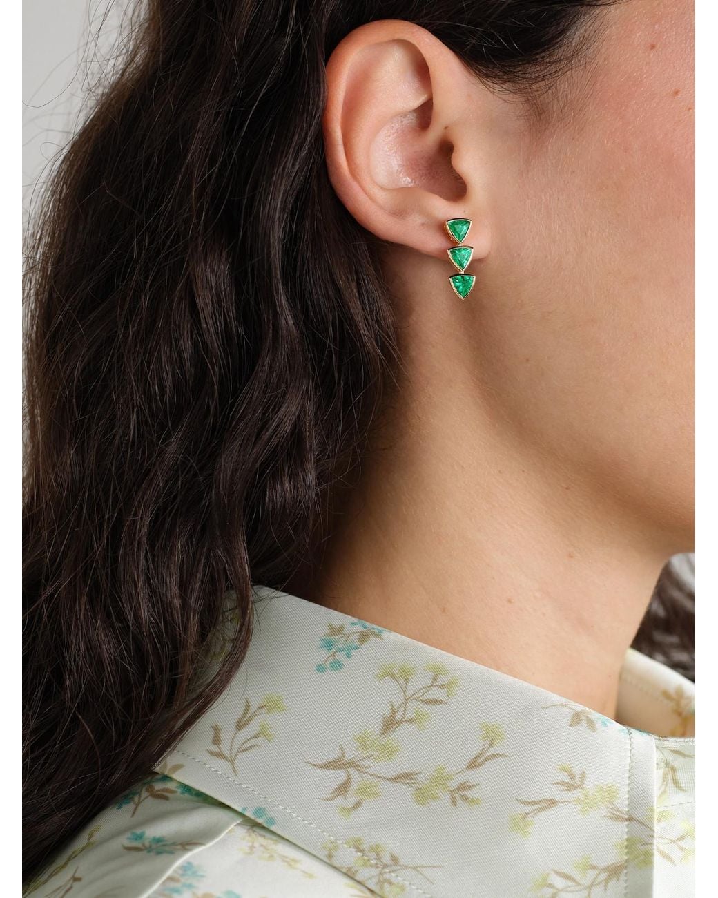 Anita Ko Metallic 18-Karat Emerald Earrings