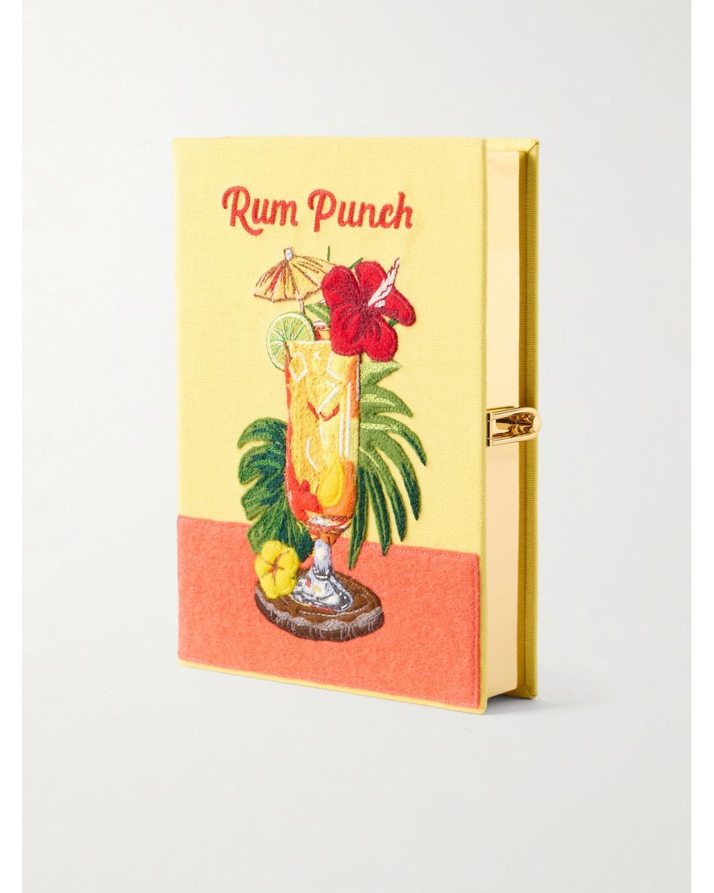 Olympia Le-Tan Yellow Rum Punch Appliquéd Embroidered Canvas Clutch