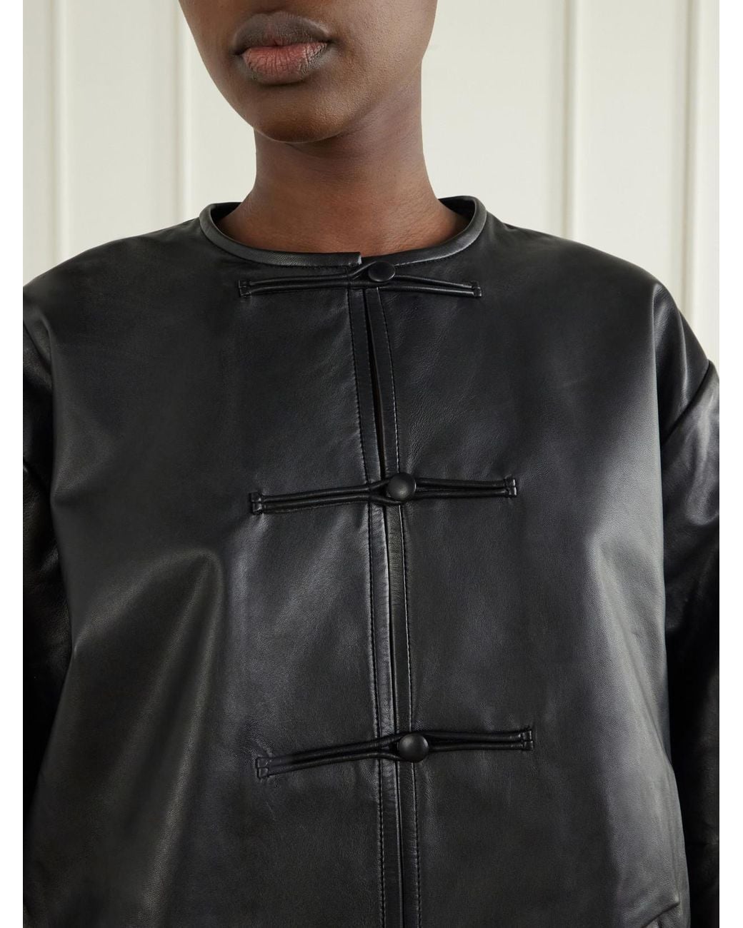St. Agni Black Tang Leather Jacket