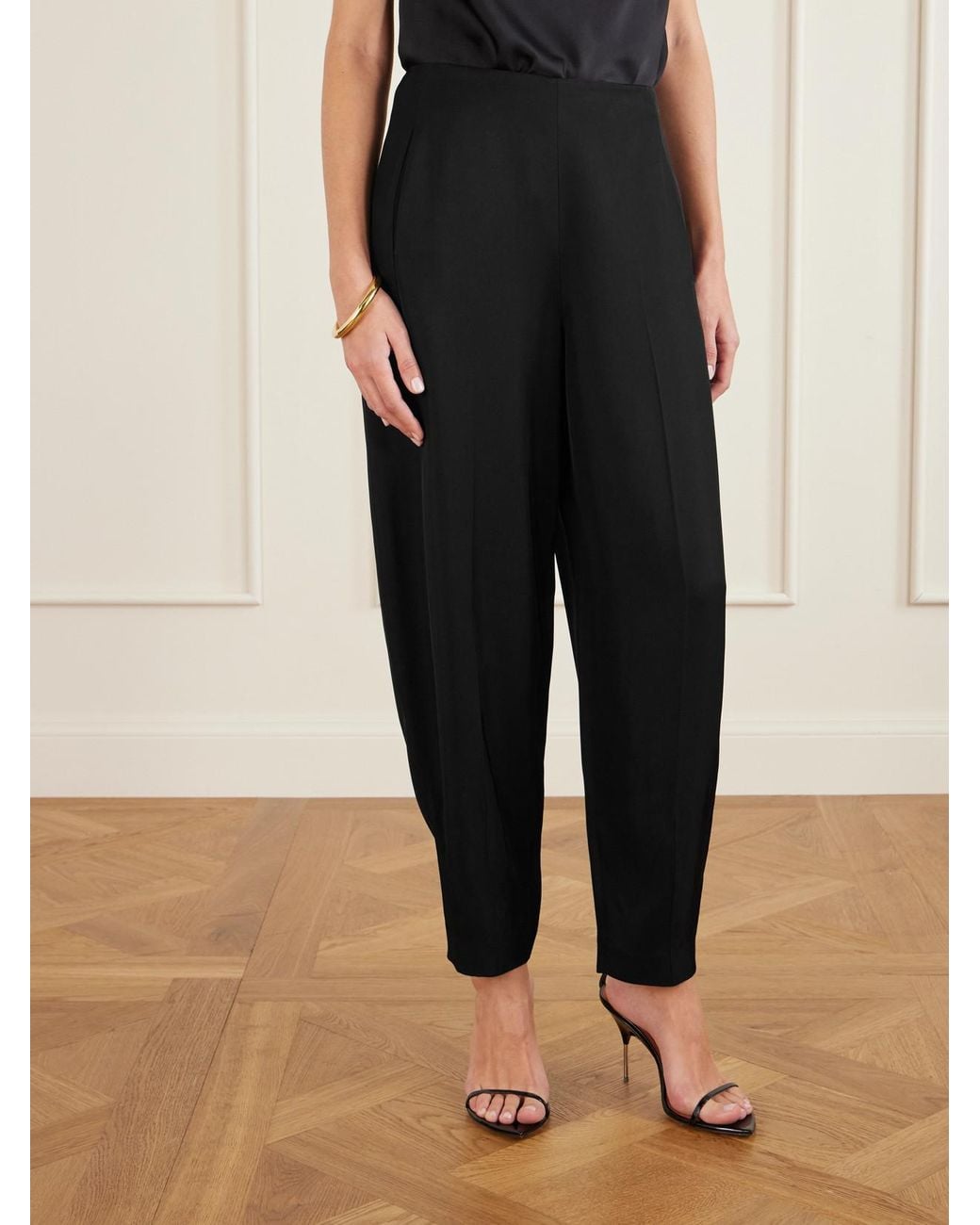 FFORME Black Yvette Twill Barrel-Leg Pants