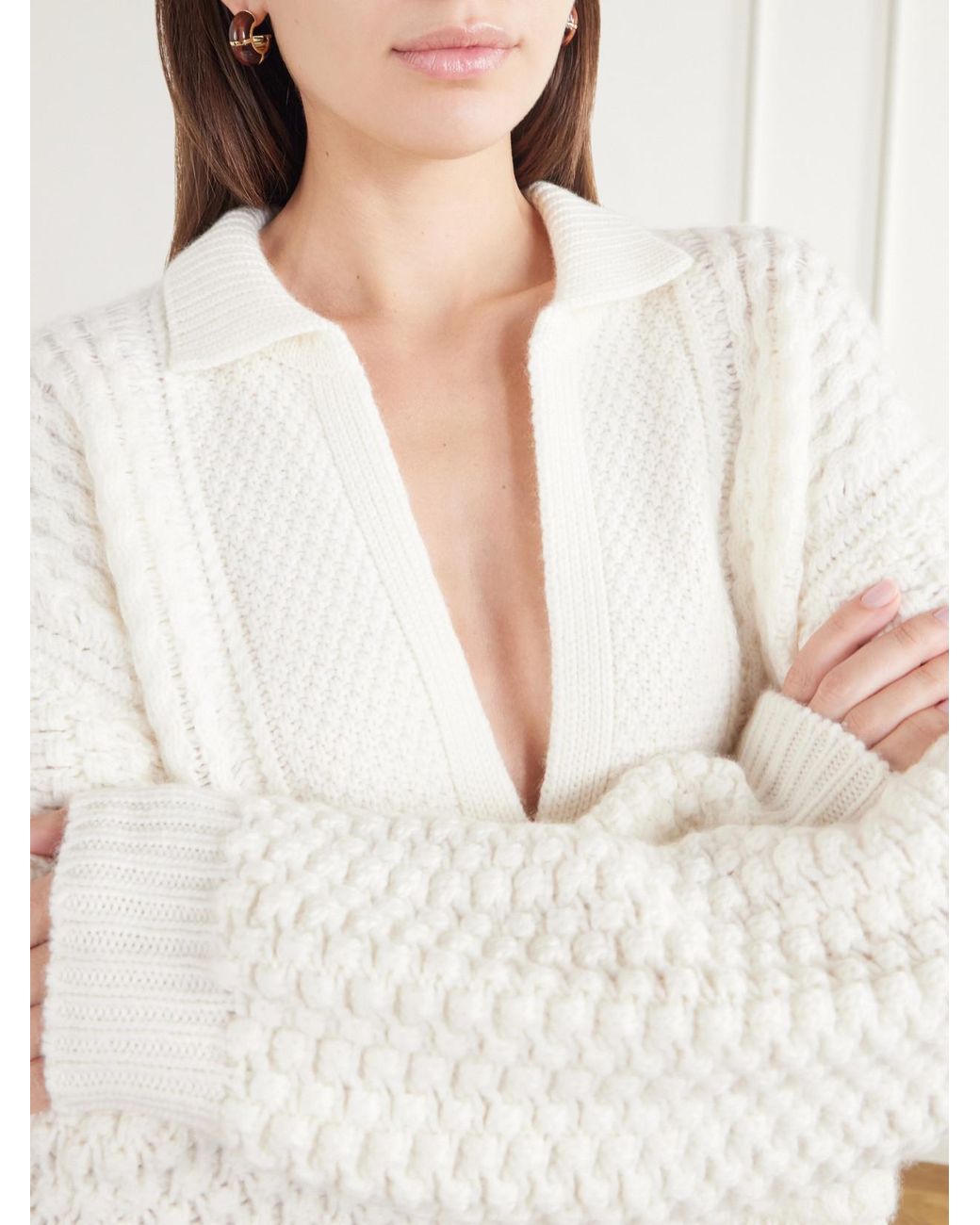 Lisa Yang Natural Becs Cable-Knit Cashmere Cardigan