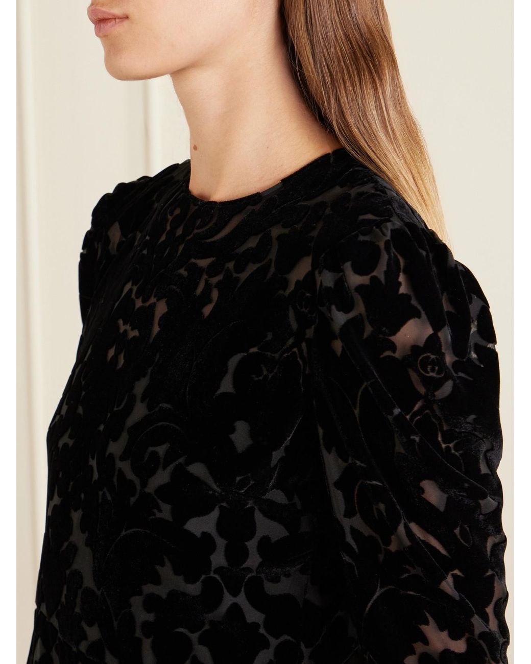 Gucci Black Devoré-Velvet Mini Dress