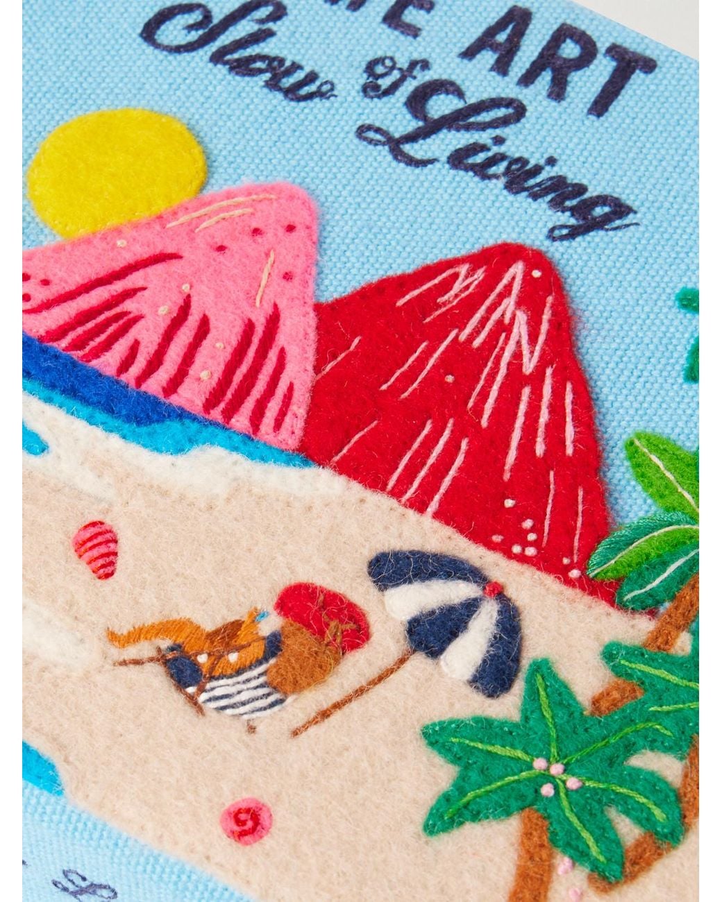 Olympia Le-Tan Blue Mlle Mouns The Art Of Slow Living Embroidered Appliquéd Canvas Clutch