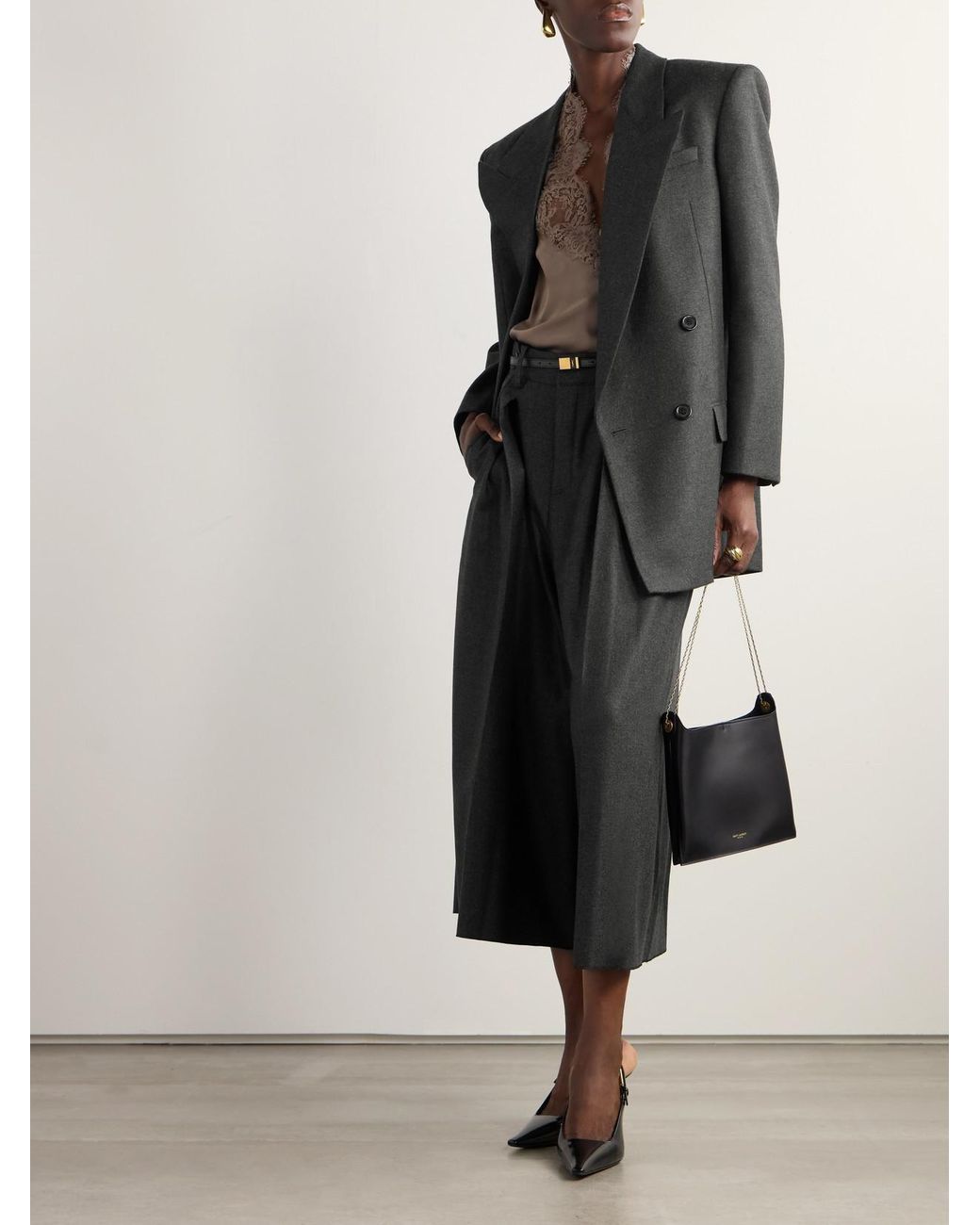 Saint Laurent Black Double-Breasted Cashmere-Twill Blazer