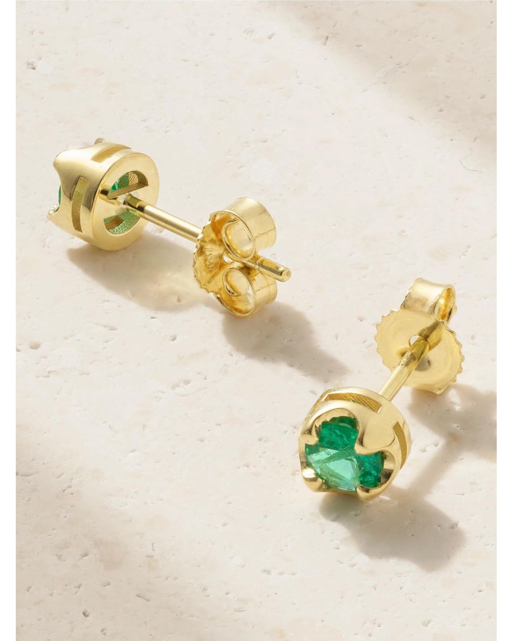 Jennifer Meyer Metallic Small Illusion 18-Karat Emerald Earrings