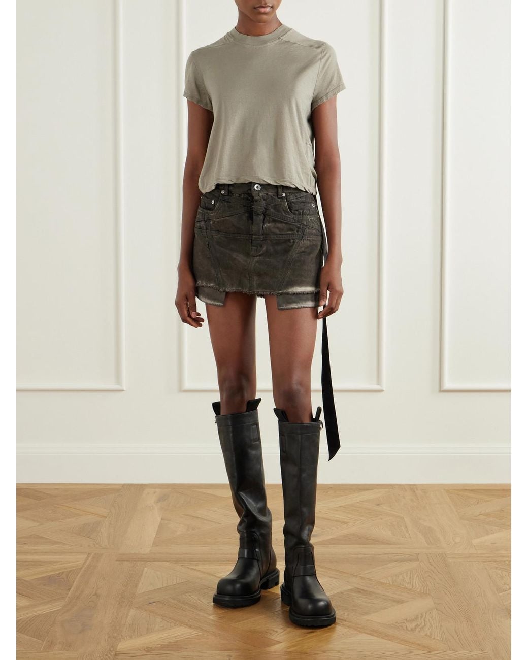 Rick Owens Natural Drkshdw Cropped Cotton-Jersey T-Shirt