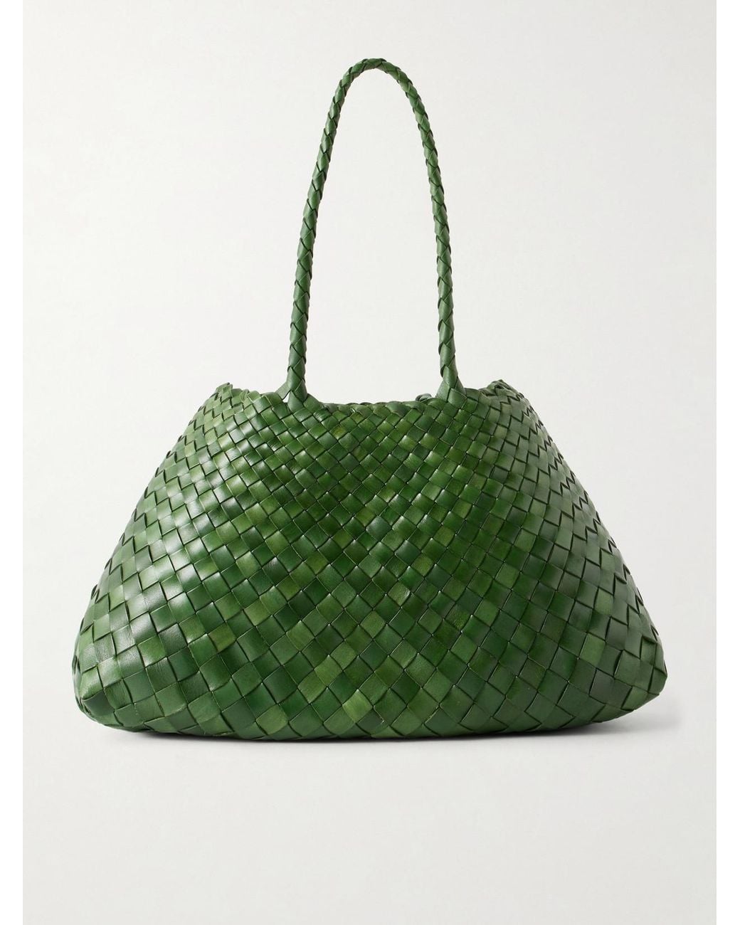 Dragon Diffusion Green Santa Croce Big Woven Leather Tote