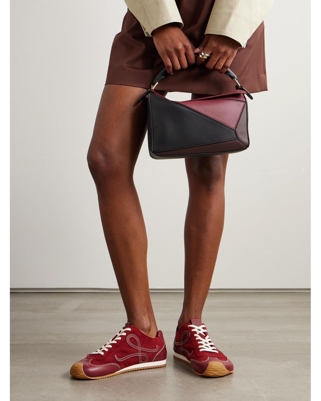 Loewe Red Ballet Runner 2.0 Logo-Appliquéd Leather And Suede Sneakers