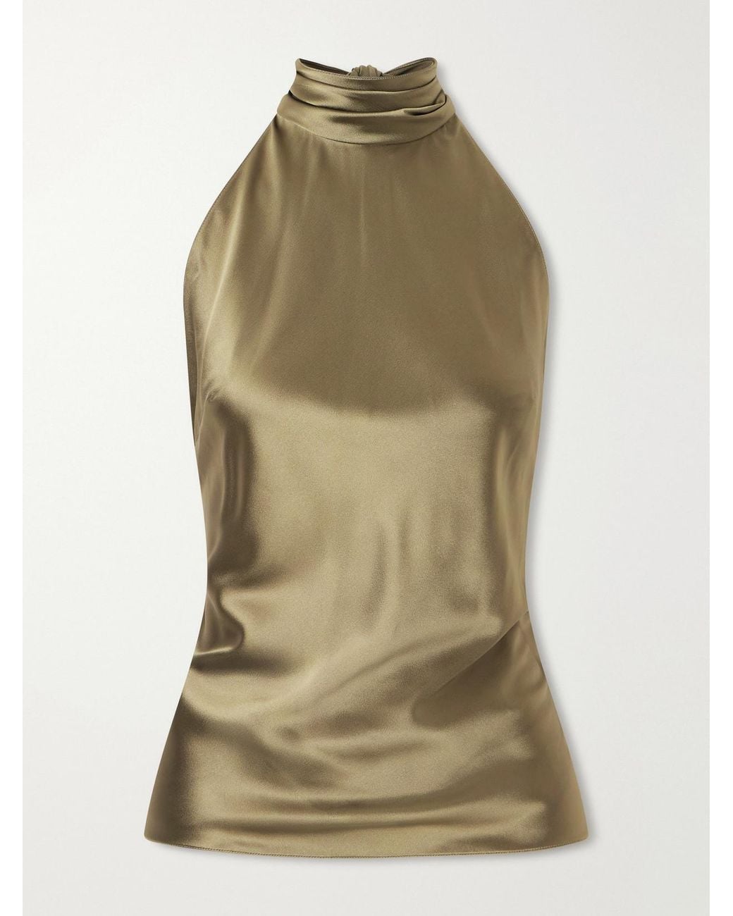 Ralph Lauren Green Chilton Satin Halterneck Top