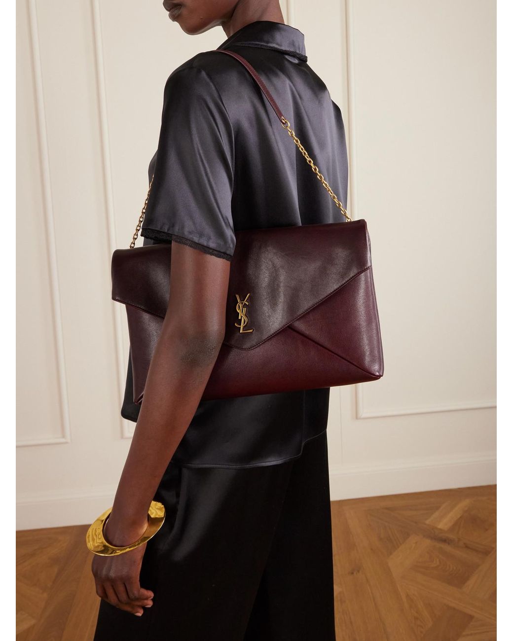 Saint Laurent Purple Cassandre Xxl Leather Shoulder Bag