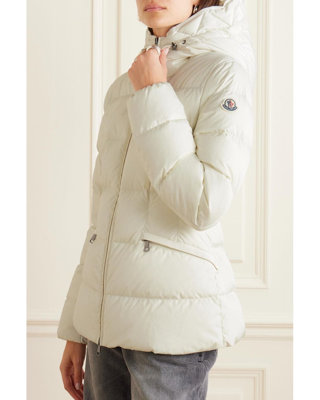 Moncler Avoce Hooded Quilted Shell Down Jacket in Natural | Lyst UK