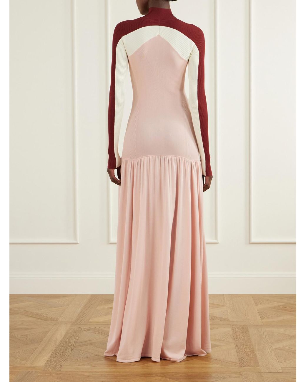 Zimmermann Pink Clash Rib-Knit And Jersey Maxi Dress