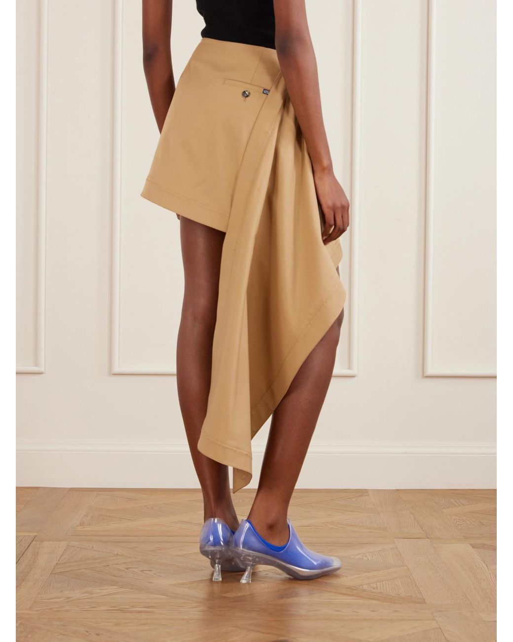 Loewe Natural Asymmetric Cotton And Silk-Blend Mini Skirt