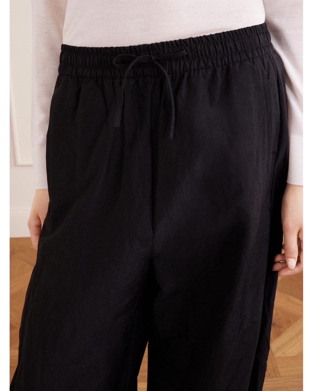 Rohe Black Cotton-Blend Seersucker Balloon Pants
