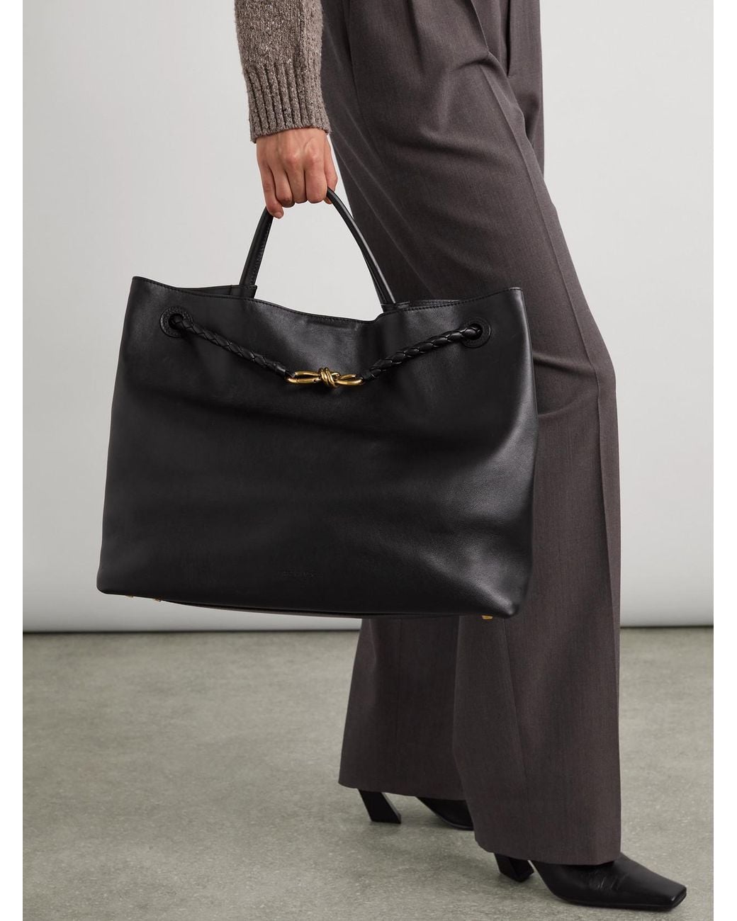 Bottega Veneta Black Andiamo Large Intrecciato Leather Tote