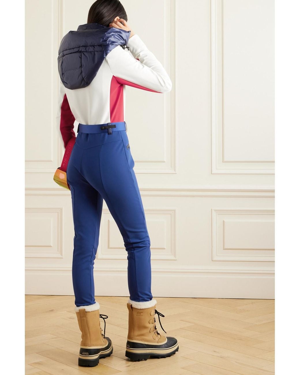 Moncler Blue Hooded Belted Color-Block Down Ski Suit