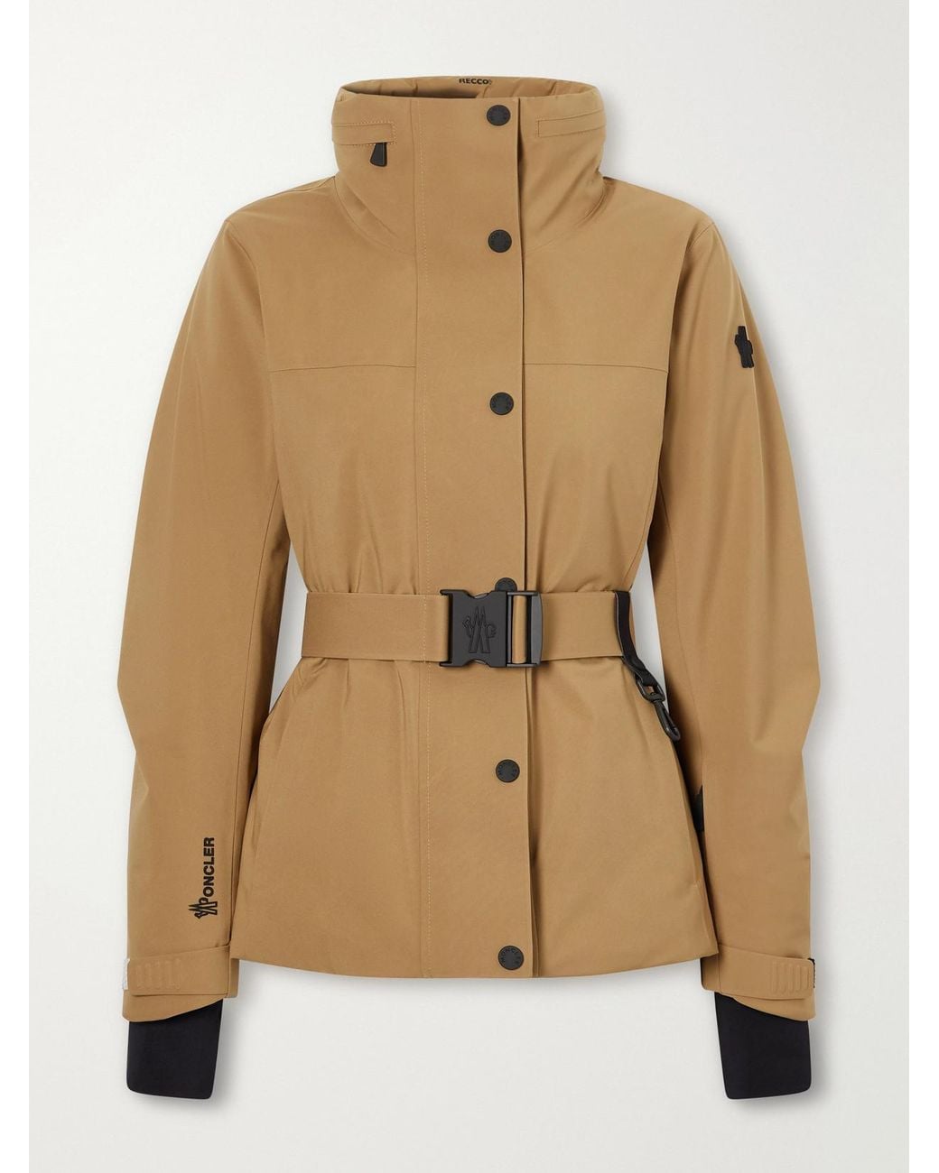 Moncler Natural Hainets Belted Shell Down Ski Jacket