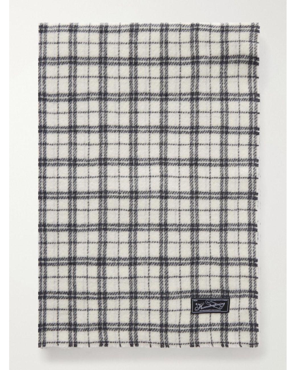 mfpen Gray Facade Checked Felted Wool Scarf