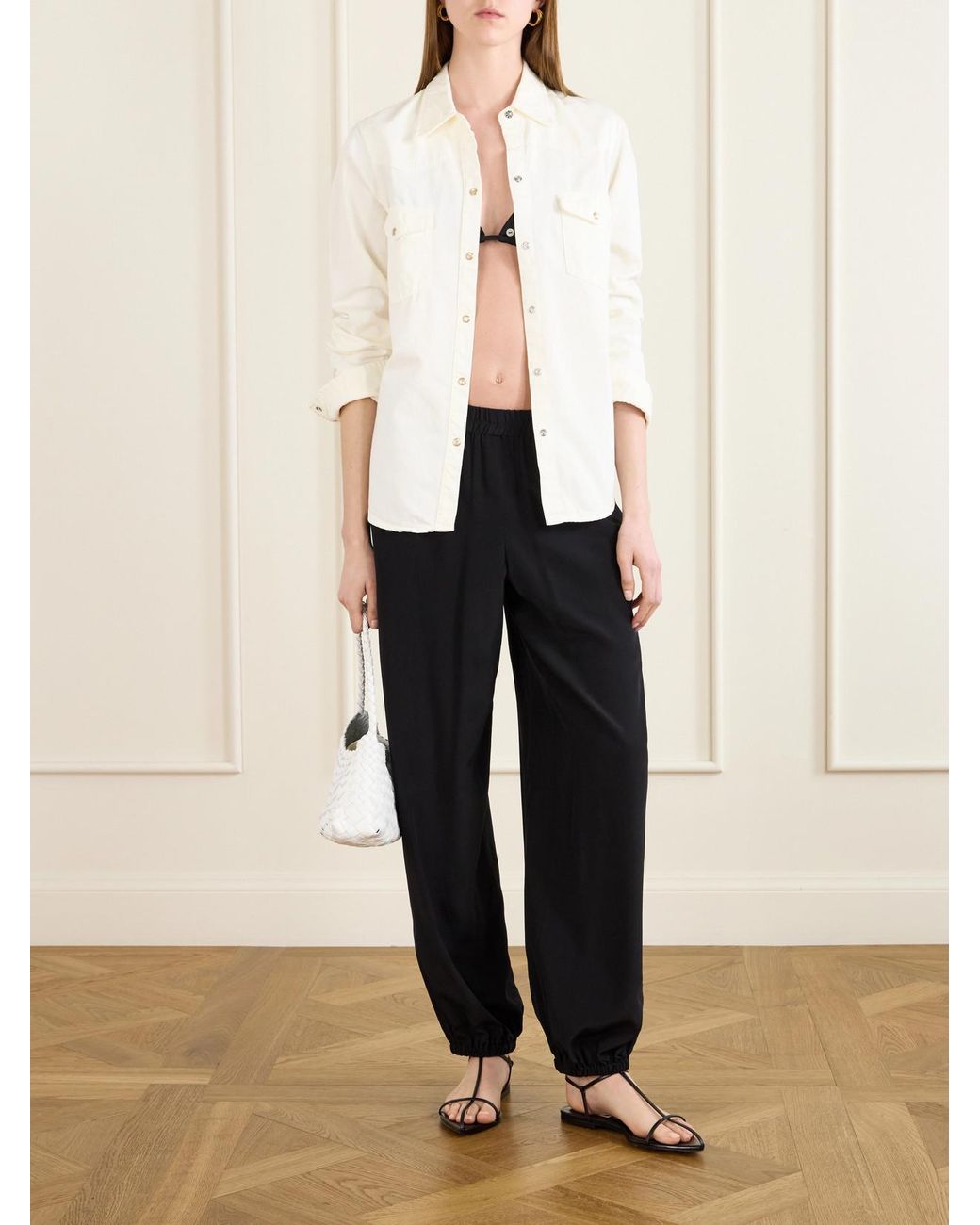 Nili Lotan Black Parisa Silk Tapered Pants