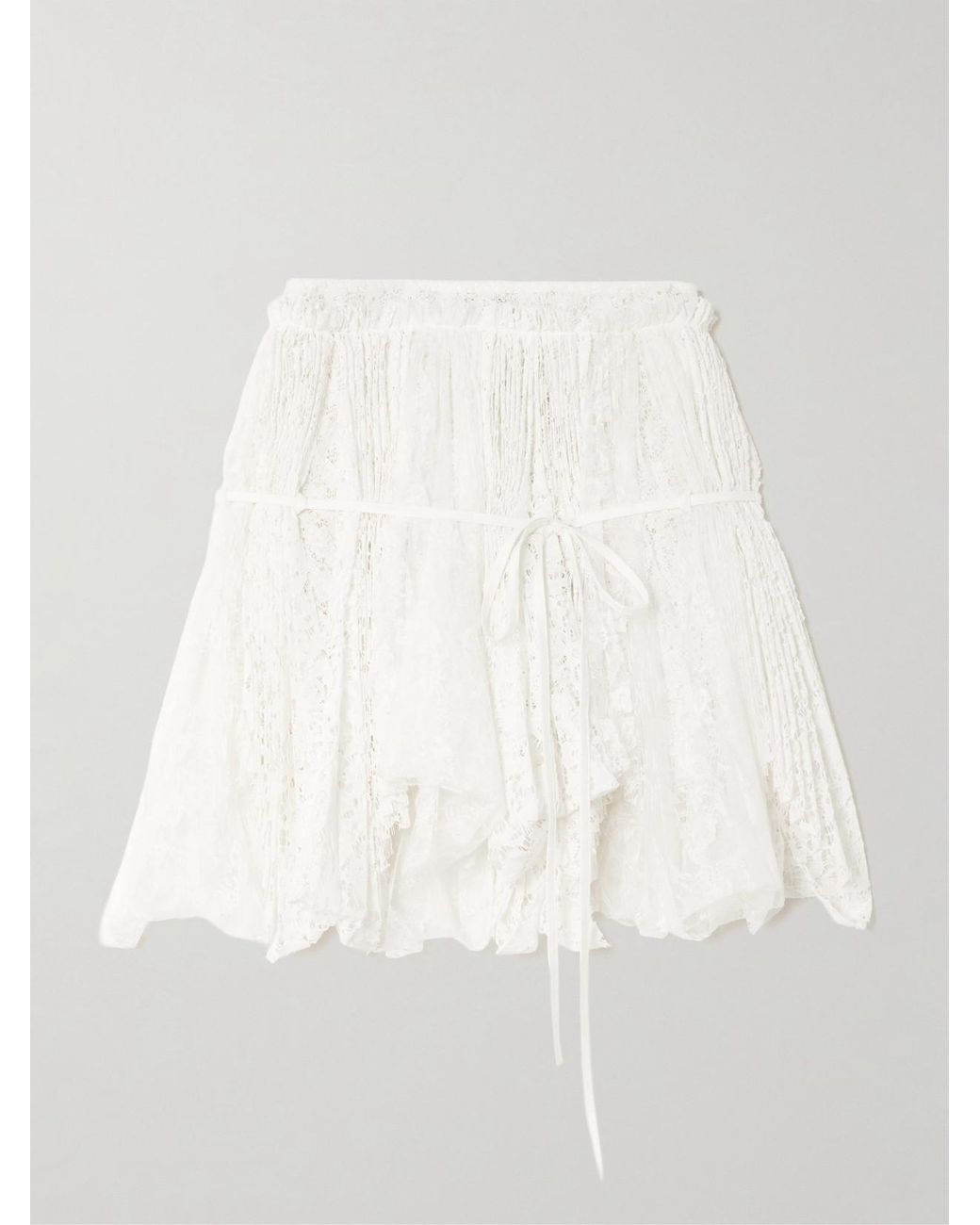 J.W. Anderson White Asymmetric Tie-Detailed Lace Mini Skirt
