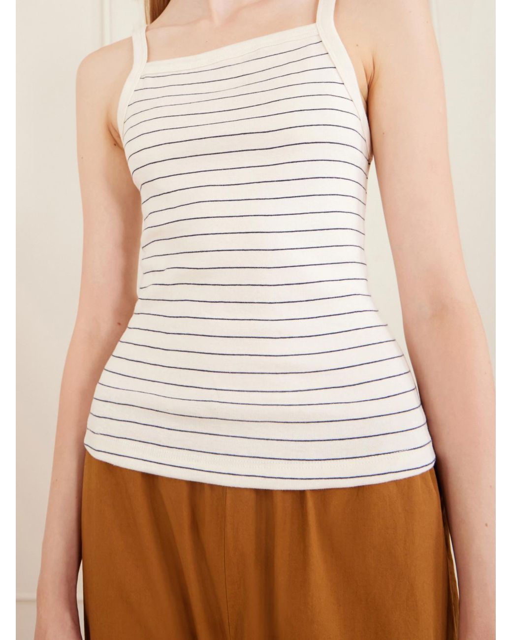 Leset Natural Nando Striped Ribbed Cotton Tank