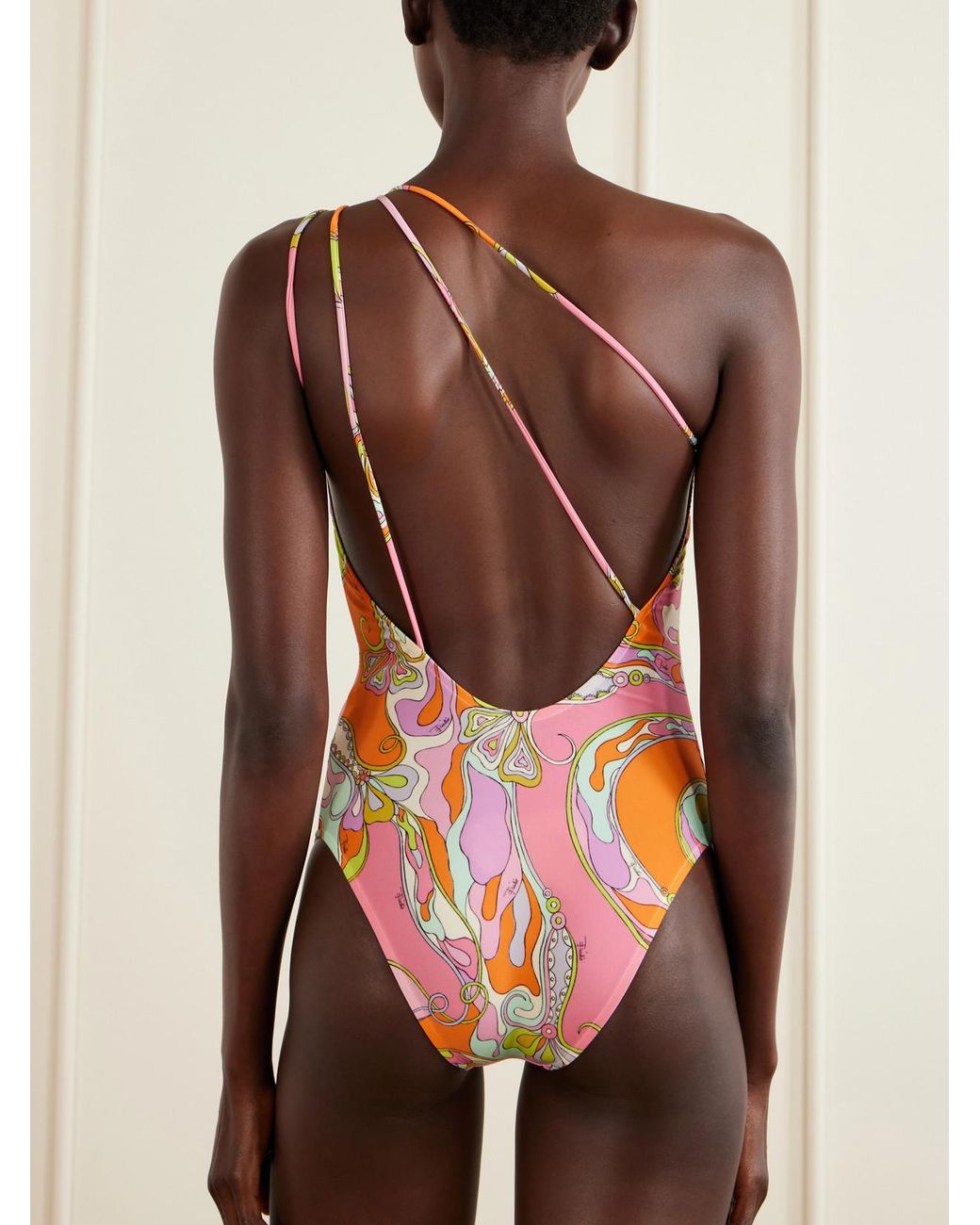 Emilio Pucci White Embellished Printed Swimsuit