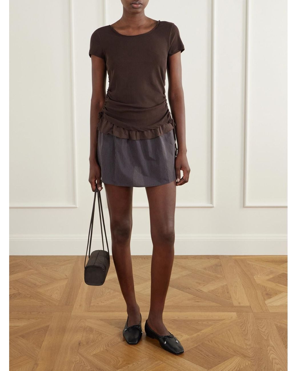 Deiji Studios Brown Drawstring Organic Cotton T-Shirt