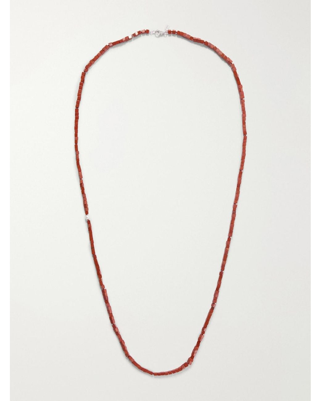 Le Sundial Red Ines Sterling, Jasper And Pearl Necklace