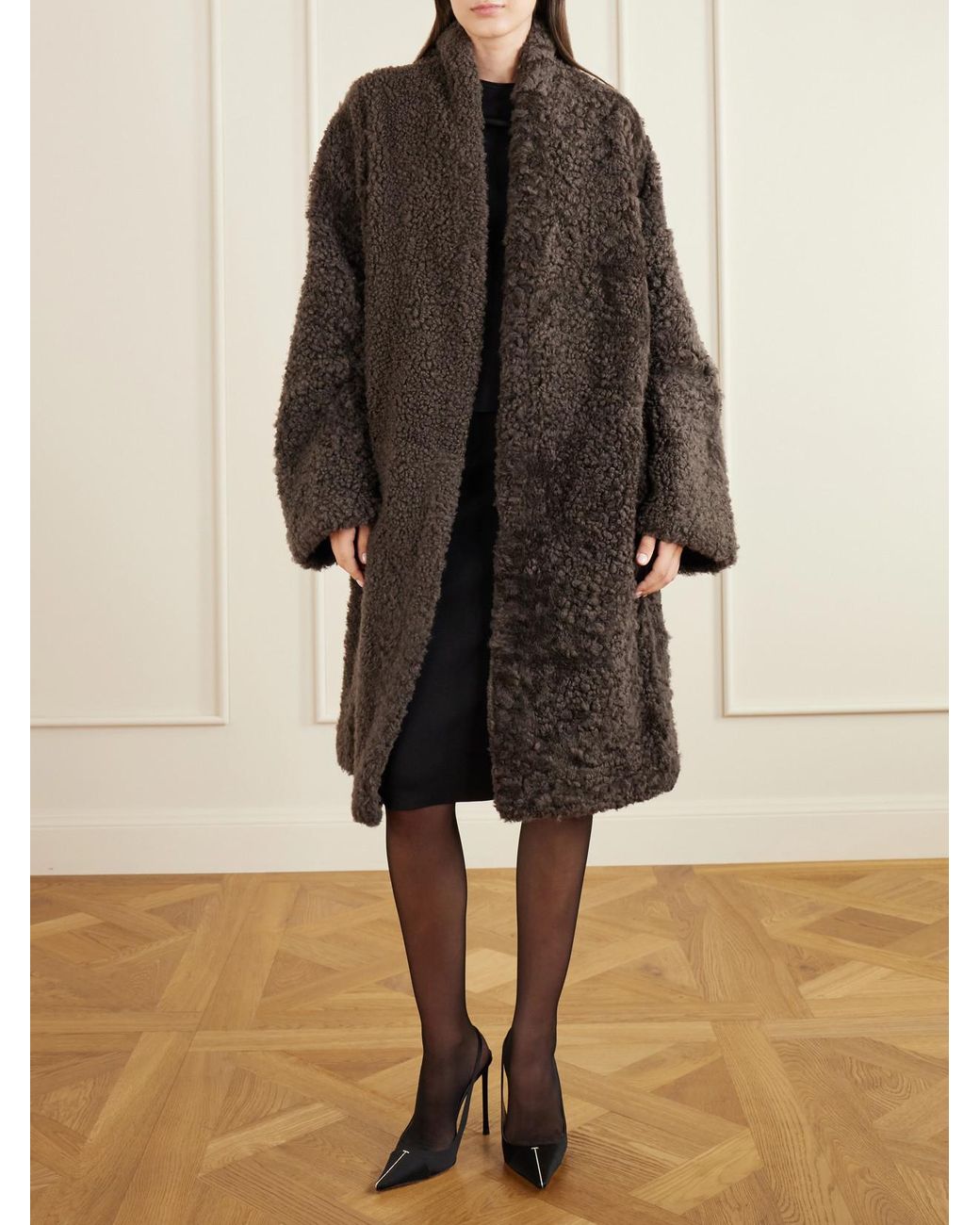 Tom Ford Brown Reversible Full-Grain Leather-Trimmed Shearling Coat