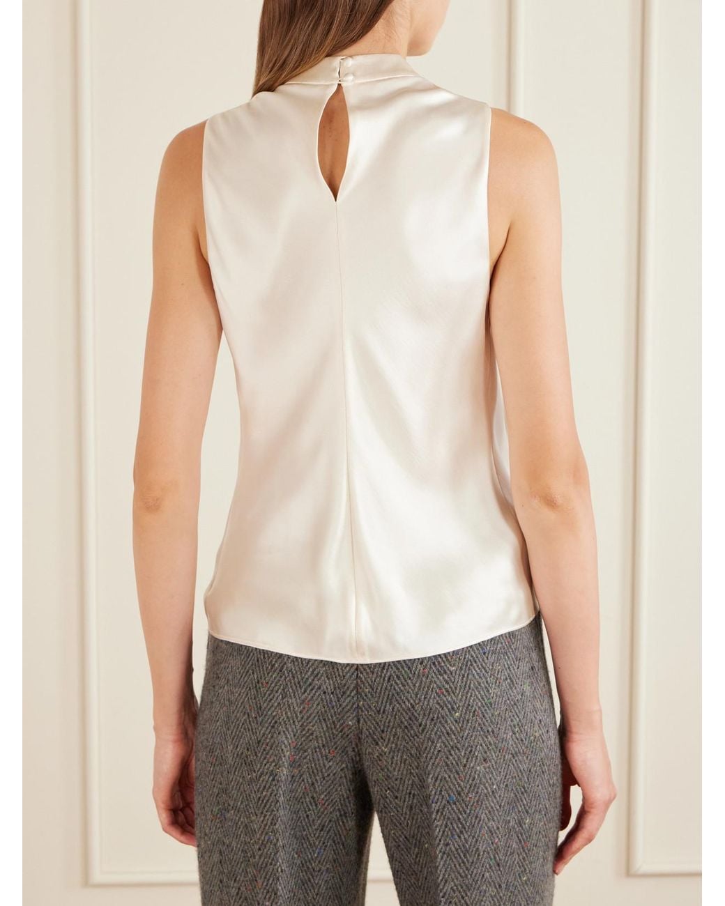 Gabriela Hearst White Melina Draped Silk-Satin Blouse