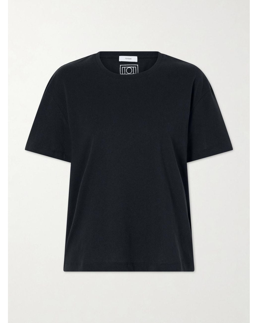 Totême Black Logo-Embroidered Organic Cotton T-Shirt