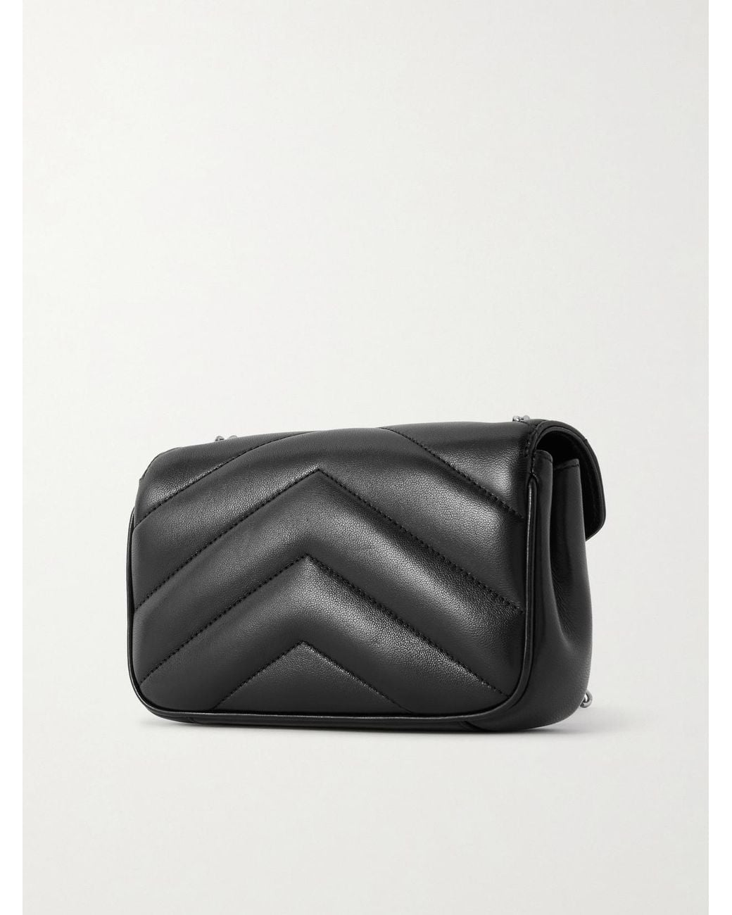 Loulou Mini Quilted Leather Shoulder Bag Saint Laurent en coloris Black