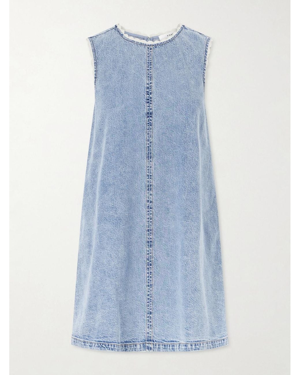 FRAME Blue Crochet Tide Organic Cotton-Blend Mini Dress