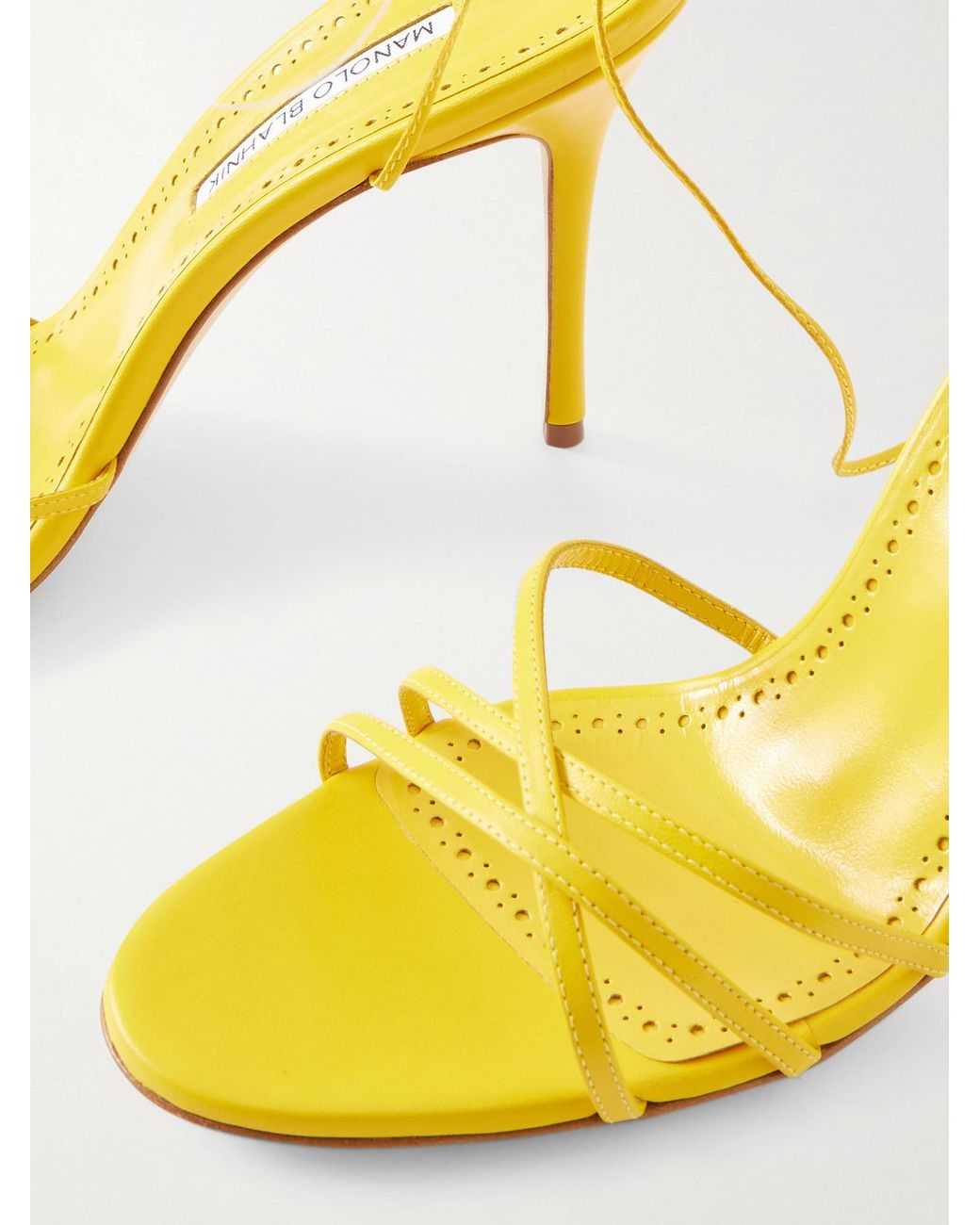 Manolo Blahnik Metallic Leva 105 Leather Sandals