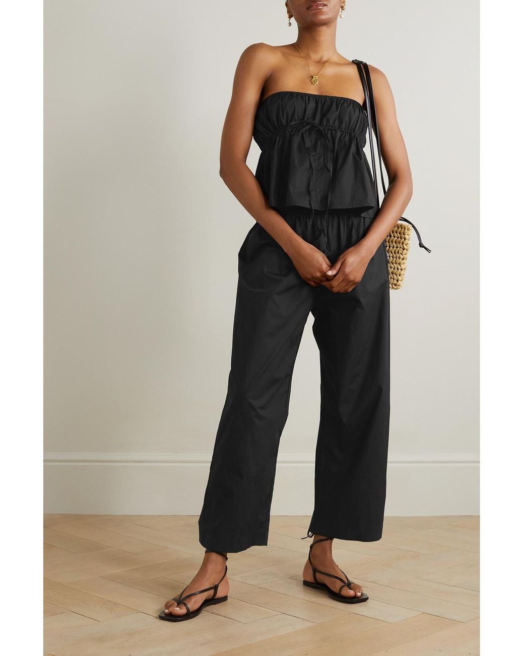 Deiji Studios Black Ease Organic Cotton-Poplin Pants