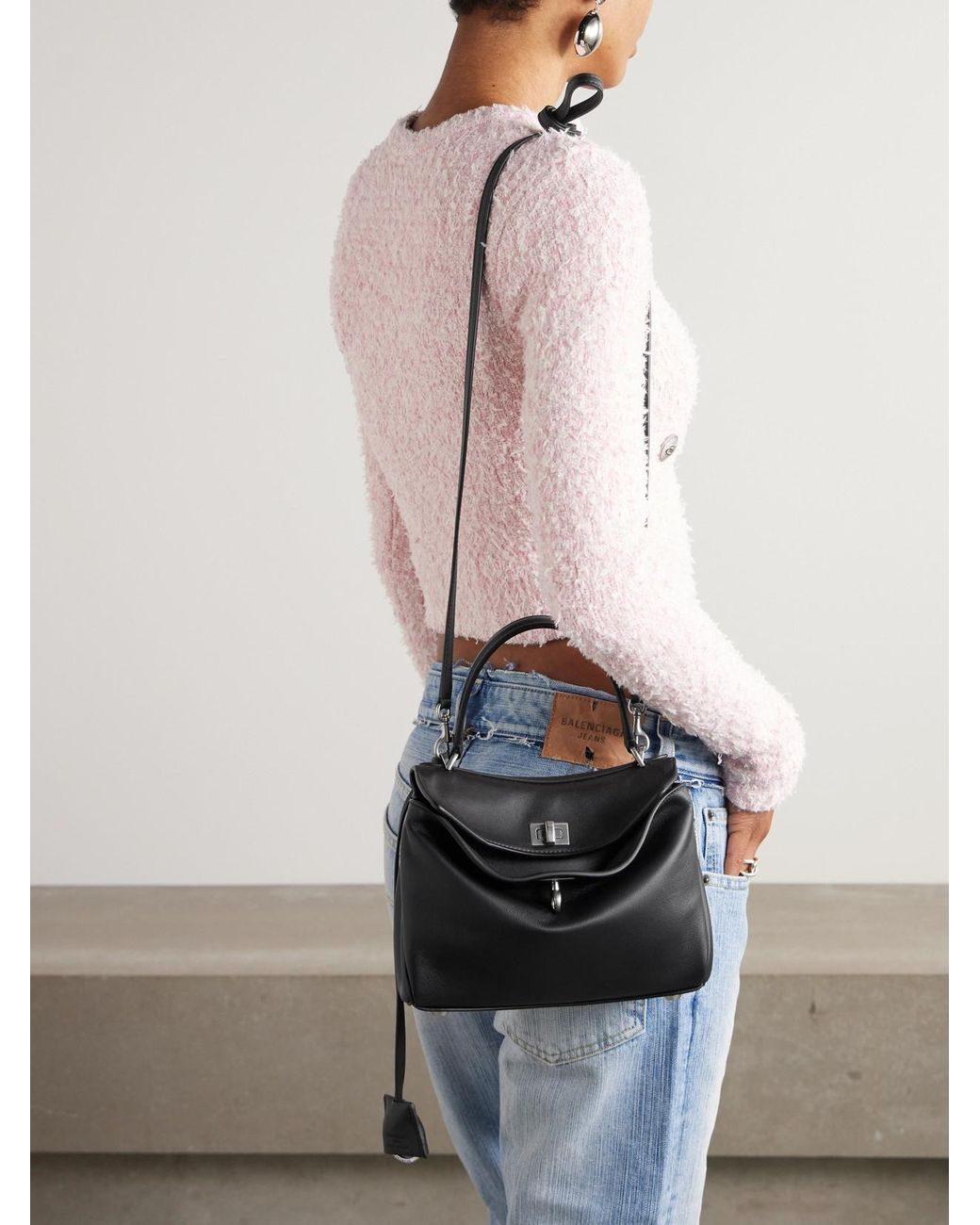 Balenciaga Black Rodeo Mini Leather Top Handle Bag