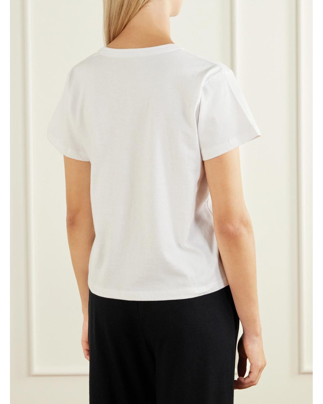 Leset White Margo Cotton-Jersey T-Shirt
