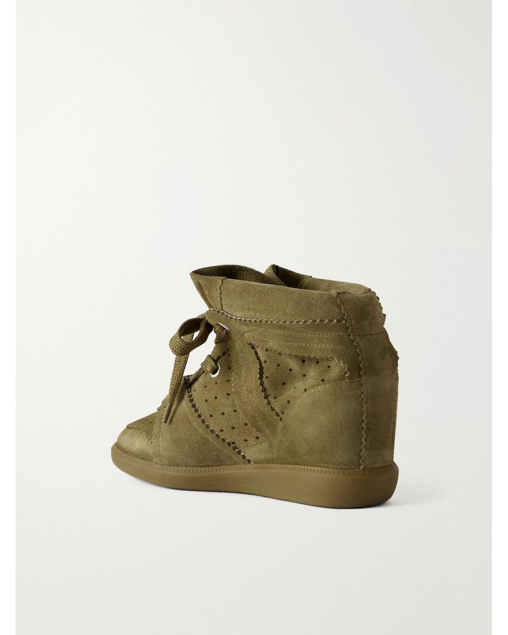 Isabel Marant Green Bobby Suede Wedge Sneakers