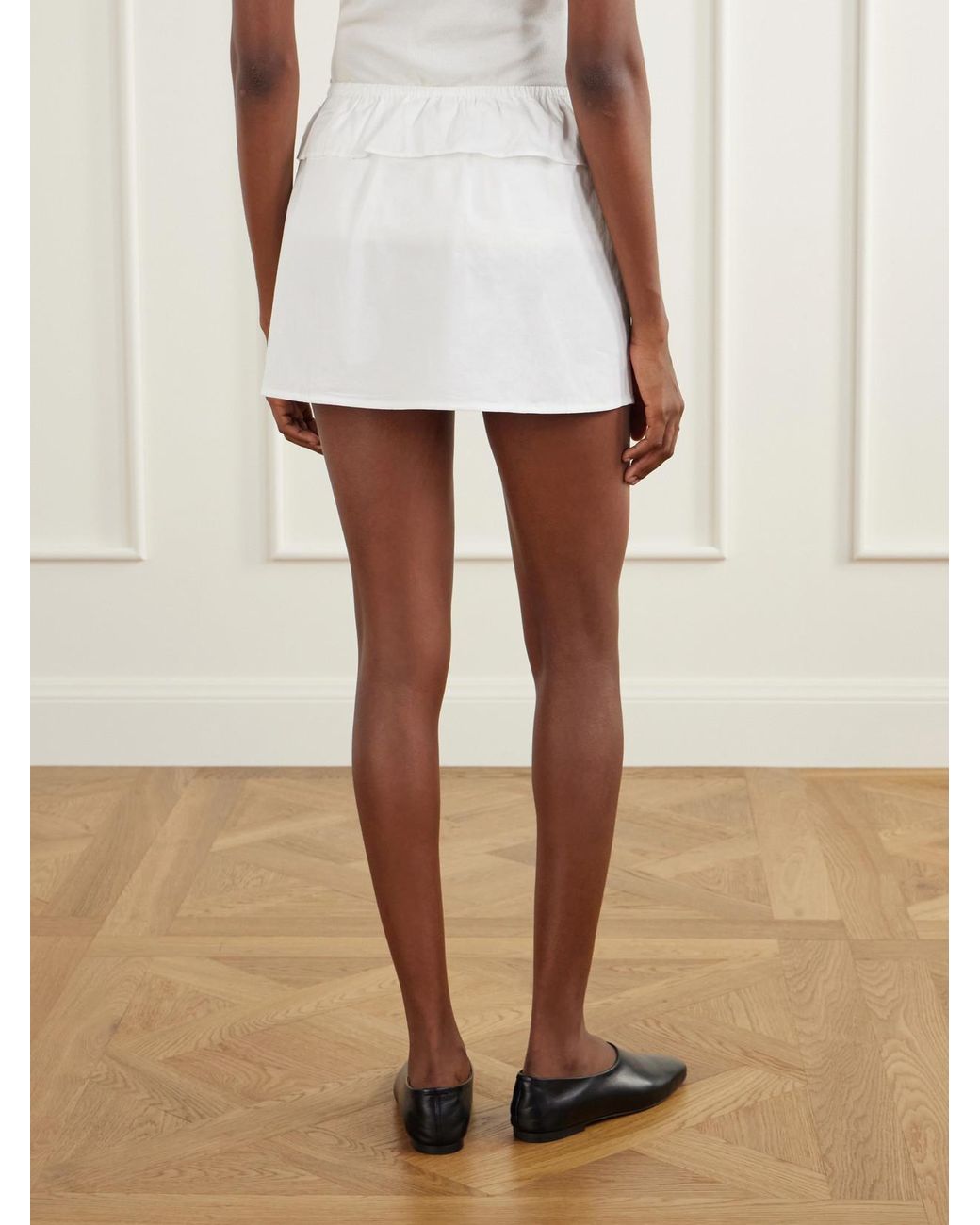 Deiji Studios White Flounce Layer Organic Cotton-Poplin Mini Skirt