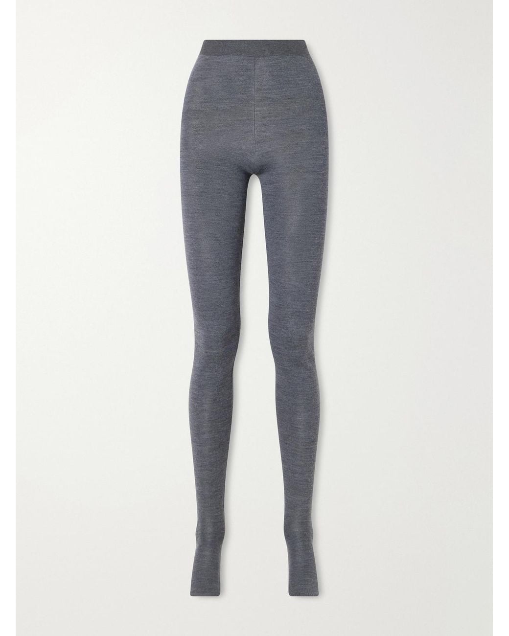 Bottega Veneta Blue Logo-Embroidered Knitted Wool Leggings