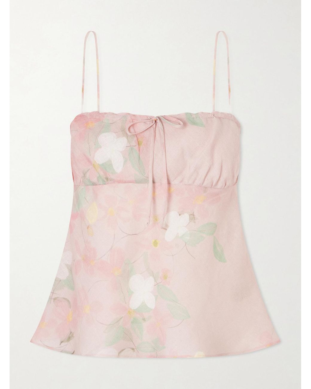 BERNADETTE Pink Riri Floral-Print Linen Camisole