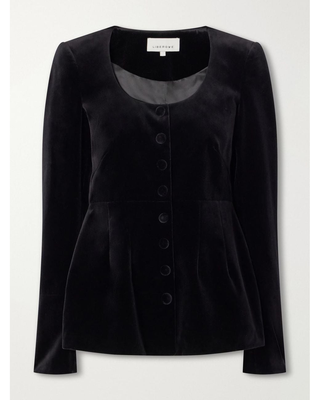 LIBEROWE Black Amber Darted Cotton-Velvet Blouse