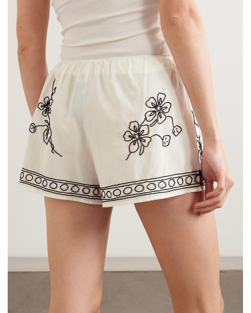 Bode Natural Cockatoo Tap Bead-Embellished Cotton And Silk-Blend Shorts