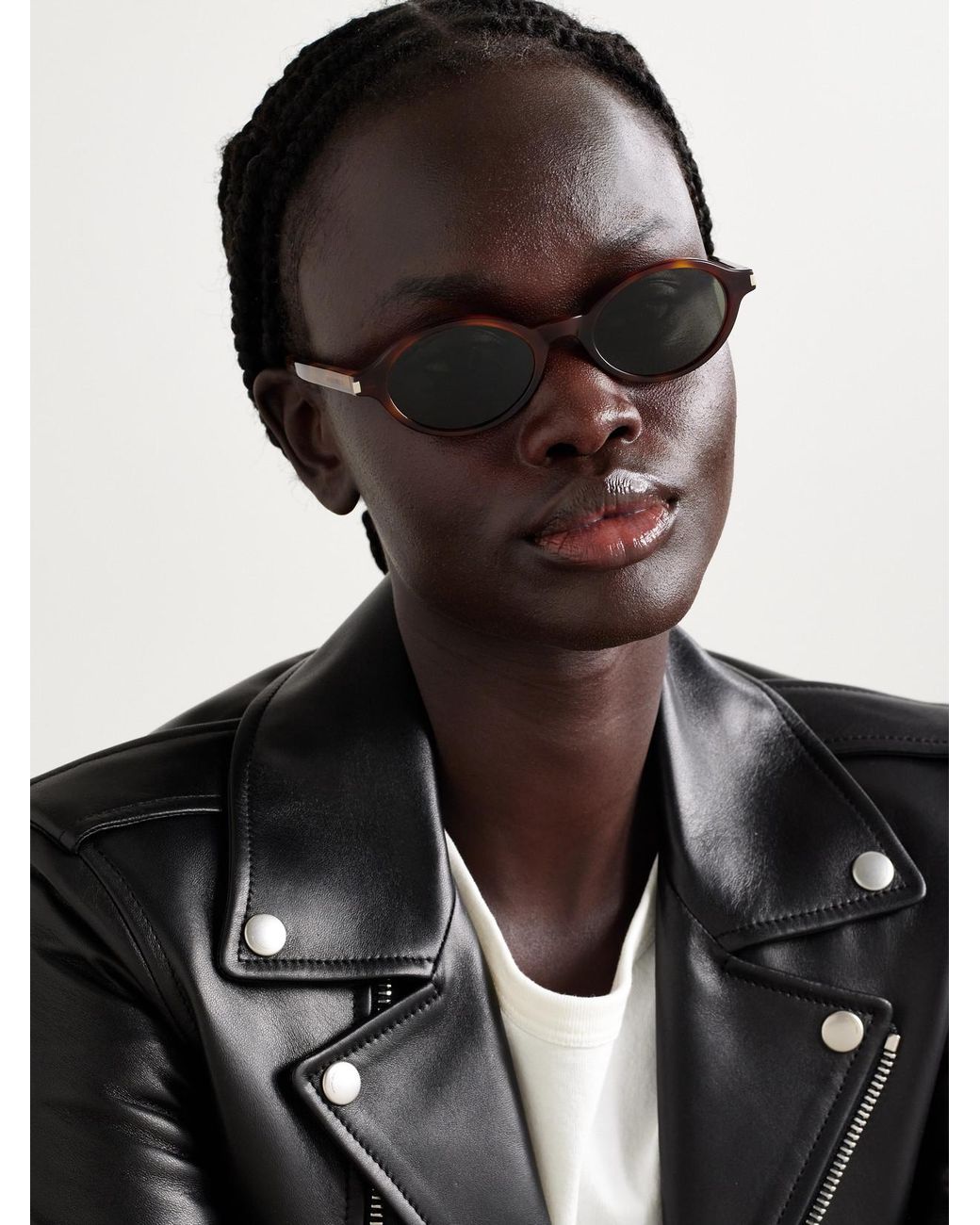 Saint Laurent Multicolor Jeanne Oval-Frame Acetate Sunglasses