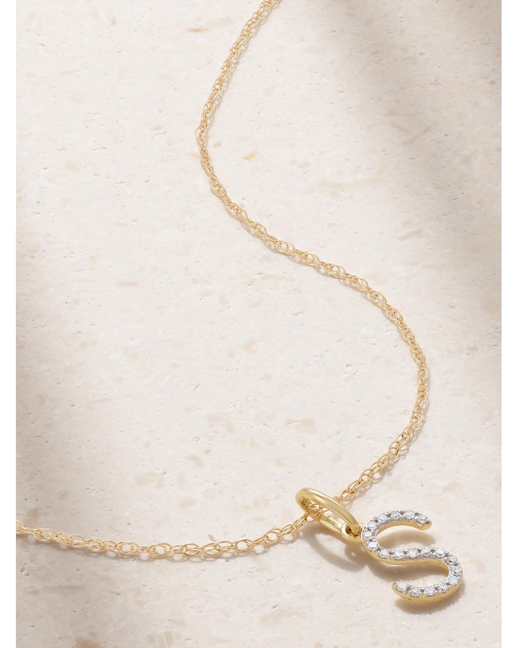 STONE AND STRAND Natural Initial 9-Karat Diamond Necklace
