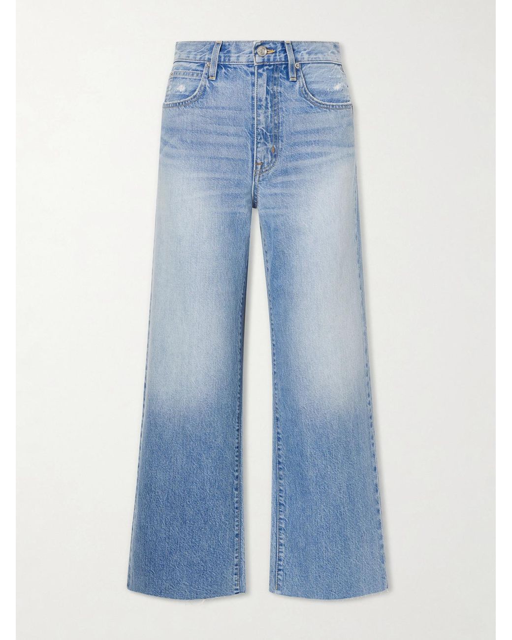 SLVRLAKE Denim Blue Grace Crop High-Rise Wide-Leg Jeans