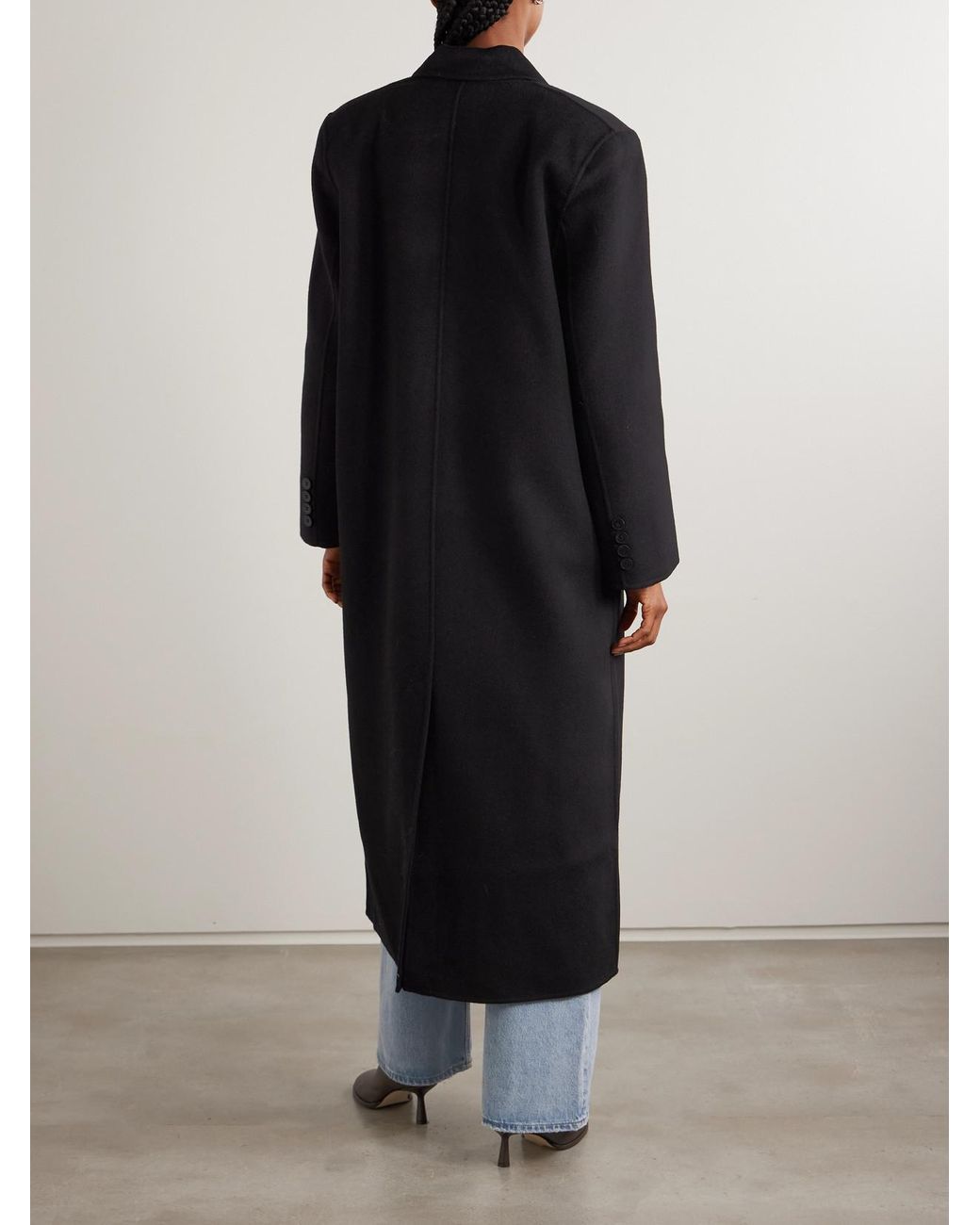 Frankie Shop Black Gaia Oversized Double-Breasted Wool-Blend Coat
