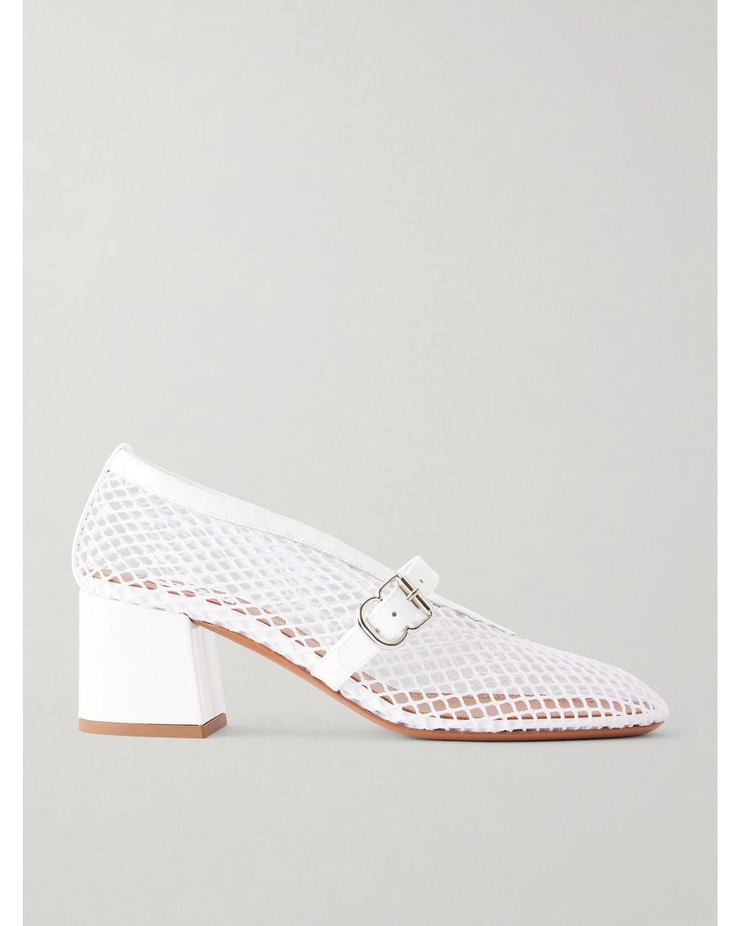Alaïa White 55 Leather-Trimmed Mesh Pumps